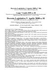 Decreto legislativo 09 Aprile 2008 n° 81