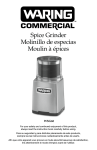 WSG60 Waring® Commercial Spice Grinder Instruction Booklet