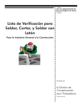 Lista de Verificación para Soldar, Cortar, y Soldar con Latón