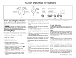 WASHER OPERATING INSTRUCTIONS Cycle Selection