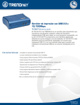 Servidor de impresión con USB 2.0 a 10/100Mbps