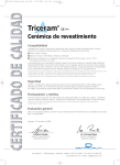 Triceram® Qualitätszertifikat spanisch