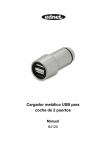 Cargador metálico USB para coche de 2 puertos Manual