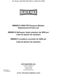 BM80915 3000 PSI Pressure Washer Replacement Parts List