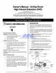 Owner`s Manual — Dri-Eaz Rover High Volume Extraction (HVE)