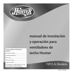 manual de instalación y operación para ventiladoes de techo Hunter