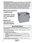 Manual de instalación y operaciones Calentador de gas LXi