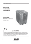 Manual de instalación y operación PELIGRO Air Energy
