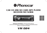 vm 024 car cd-usb-sd card-mp3 player receiver iso norm