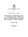 pliegos de condiciones para la adquisicion de vehiculos para la