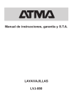 Manual de instrucciones, garantía y S.T.A. LAVAVAJILLAS