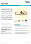 Especificaciones técnicas Proyector NEC P401W