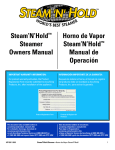 Steam`N`Hold™ Steamer Owners Manual Horno de Vapor Steam`N`