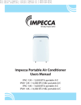 Impecca 12,000 BTU portable AC Owner`s Manual