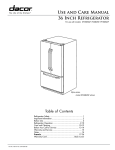 USE ANd CARE MANUAl 36 INch REFRIGERATOR