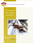 Rapport spécial, Avril 2015 : L`entretien des routes en hiver