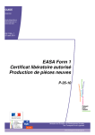 EASA Form 1 Certificat libératoire autorisé Production de pièces