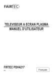 TELEVISEUR A ECRAN PLASMA MANUEL D`UTILISATEUR