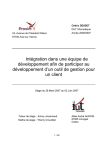 Intégration dans une équipe de développement afin de participer au