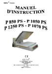 PPS 850/1050/1250 - Manuel d`installation et d`utilisation