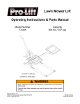 Operating Instructions & Parts Manual Lawn Mower Lift