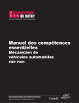 Manuel des compétences essentielles : Mécanicien de véhicules