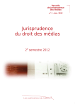 Jurisprudence du droit des médias 2e semestre 2012