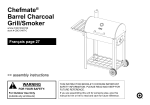 Chefmate® Barrel Charcoal Grill/Smoker