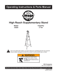 High Reach Supplementary Stand Operating Instructions & Parts