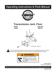 Transmission Jack, Floor Operating Instructions & Parts Manual