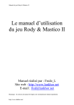 Le manuel d`utilisation du jeu Rody & Mastico II