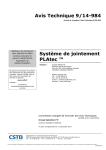 Avis Technique 9/14-984 Système de jointement PLAtec ™