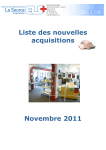 Liste des nouvelles acquisitions Novembre 2011