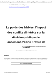 Le poids des lobbies, l`impact des conflits d`intérêts