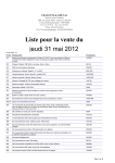 Liste pour la vente du jeudi 31 mai 2012