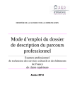 Mode d`emploi du dossier de description du parcours professionnel