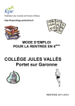 Mode d`emploi de rentrée en 6ème - Accueil FCPE