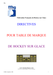 directives pour table de marque de hockey sur glace