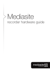 MediaSite - Recorder Hardware Guide