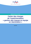 Cahier des charges de l`expérimentation « gestion des