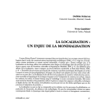 LA LOCALISATION : UN ENJEU DE LA MONDIALISATION