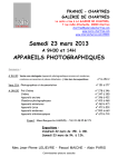 Samedi 23 mars 2013 APPAREILS