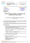 Etudes cliniques à l`hôpital : harmonisation des procédures de