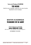 Master Economie de la Santé - Université Mouloud Mammeri de Tizi