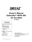 Owner`s Manual DefendAir® HEPA 500 Air Scrubber
