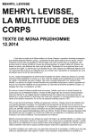 MEHRYL LEVISSE, LA MULTITUDE DES CORPS