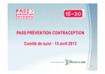 Bilan du Pass prévention contraception avril 2013
