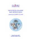 LES ACTES DU COLLOQUE SUR L`IMPREVOYANCE