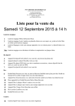 Liste pour la vente du Samedi 12 Septembre 2015 à 14 h