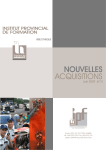 NOUVELLES ACQUISITIONS - Institut Provincial de Formation